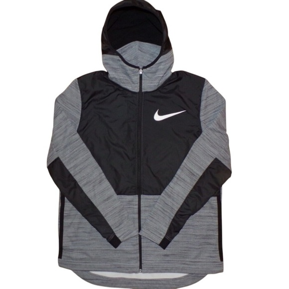 Nike Other - NIKE BASKETBALL DRI-FIT Large L FULL Zipper Gray Black Hooded Jacket AQ4165-010